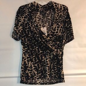 DKNY Animal Print Ruched Top
